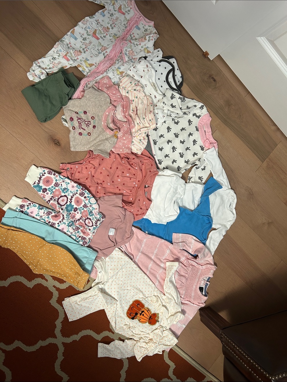 Assorted Baby Girls Onesies, Outfits, & Sleepers - Pink, White, Coral, Blue